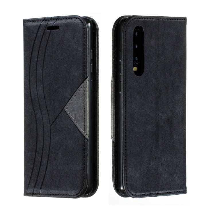 For Huawei P30 Splicing Color Magnetic Hem Horizontal Flip Leather Case with Holder & Card Slots