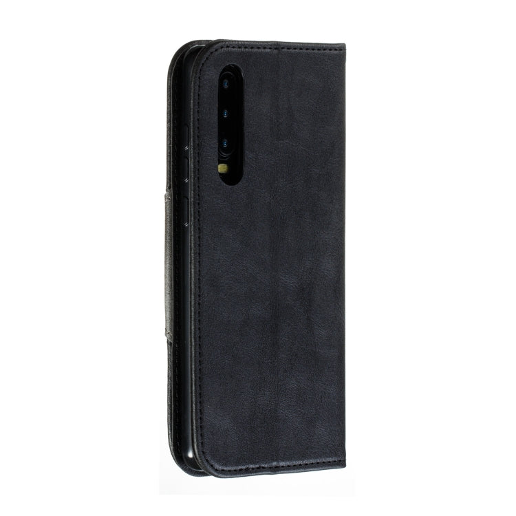 For Huawei P30 Splicing Color Magnetic Hem Horizontal Flip Leather Case with Holder & Card Slots