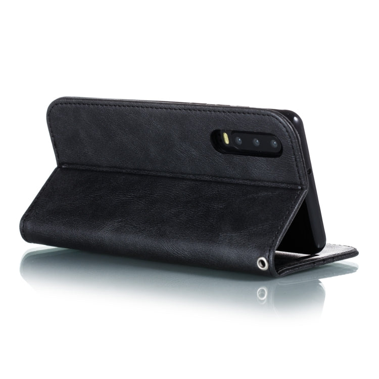 For Huawei P30 Splicing Color Magnetic Hem Horizontal Flip Leather Case with Holder & Card Slots