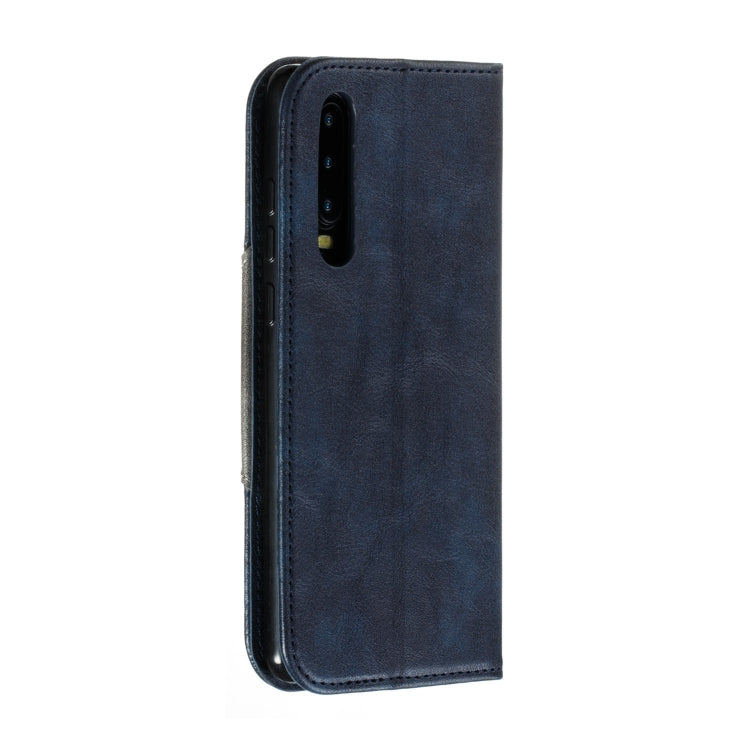 For Huawei P30 Splicing Color Magnetic Hem Horizontal Flip Leather Case with Holder & Card Slots