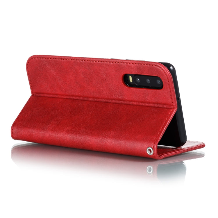 For Huawei P30 Splicing Color Magnetic Hem Horizontal Flip Leather Case with Holder & Card Slots
