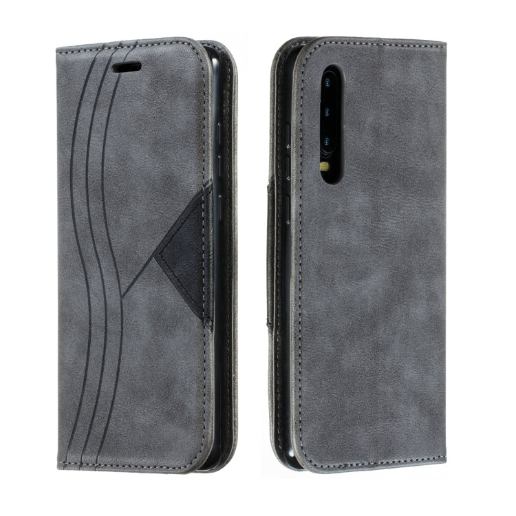 For Huawei P30 Splicing Color Magnetic Hem Horizontal Flip Leather Case with Holder & Card Slots