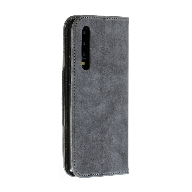For Huawei P30 Splicing Color Magnetic Hem Horizontal Flip Leather Case with Holder & Card Slots
