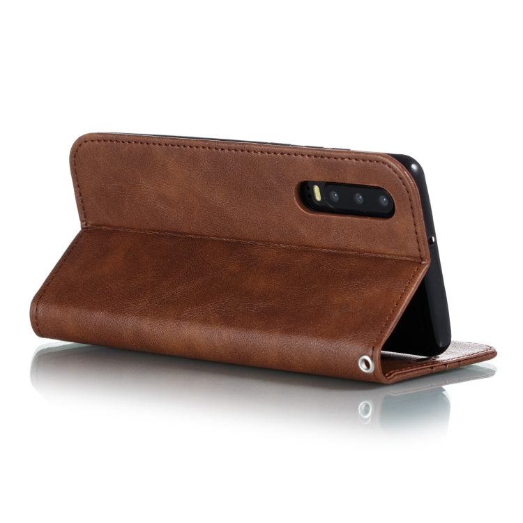 For Huawei P30 Splicing Color Magnetic Hem Horizontal Flip Leather Case with Holder & Card Slots