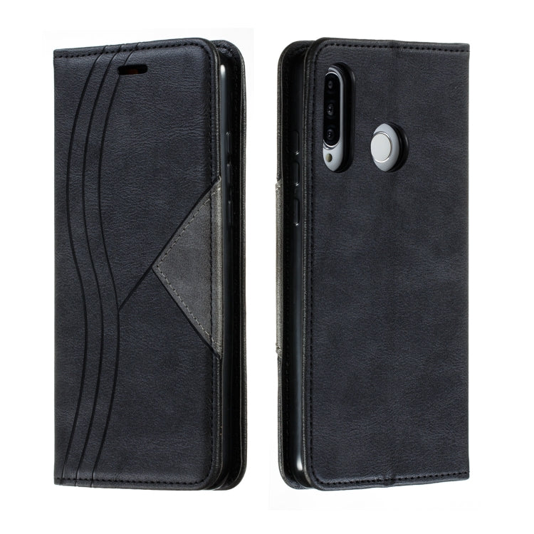 For Huawei P30 Lite / Nova 4e Splicing Color Magnetic Hem Horizontal Flip Leather Case with Holder & Card Slots