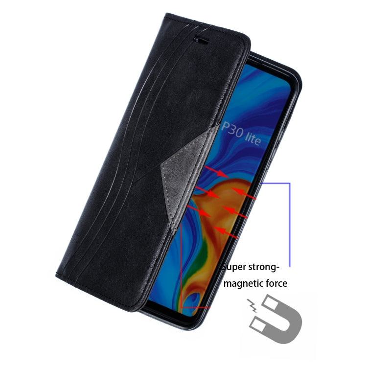 For Huawei P30 Lite / Nova 4e Splicing Color Magnetic Hem Horizontal Flip Leather Case with Holder & Card Slots