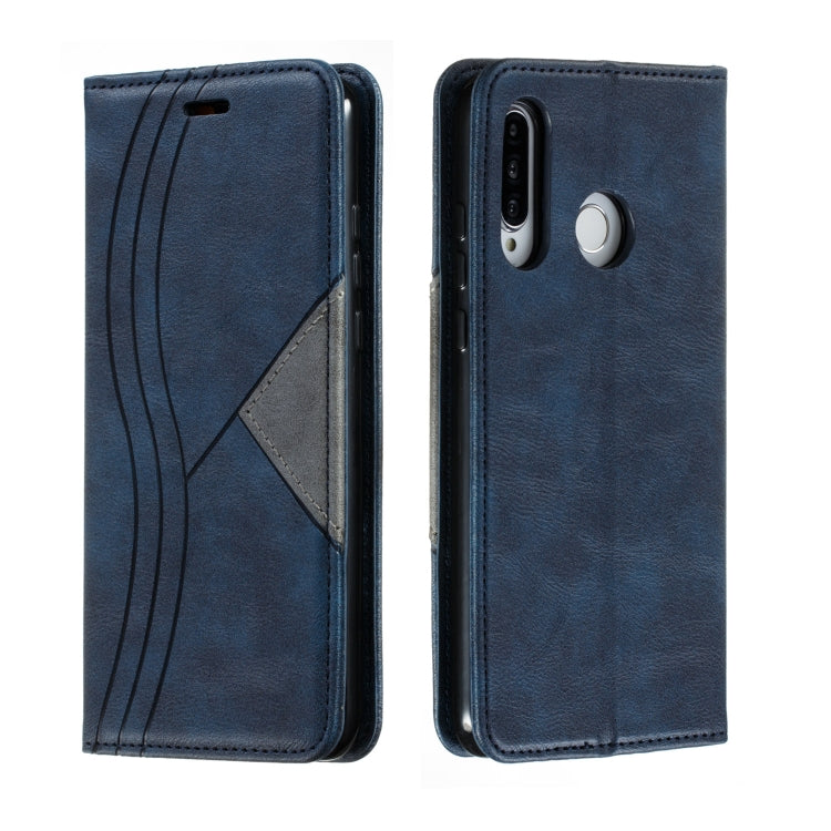 For Huawei P30 Lite / Nova 4e Splicing Color Magnetic Hem Horizontal Flip Leather Case with Holder & Card Slots