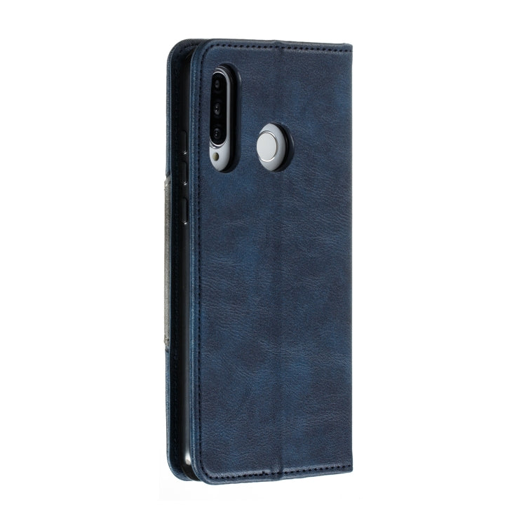 For Huawei P30 Lite / Nova 4e Splicing Color Magnetic Hem Horizontal Flip Leather Case with Holder & Card Slots