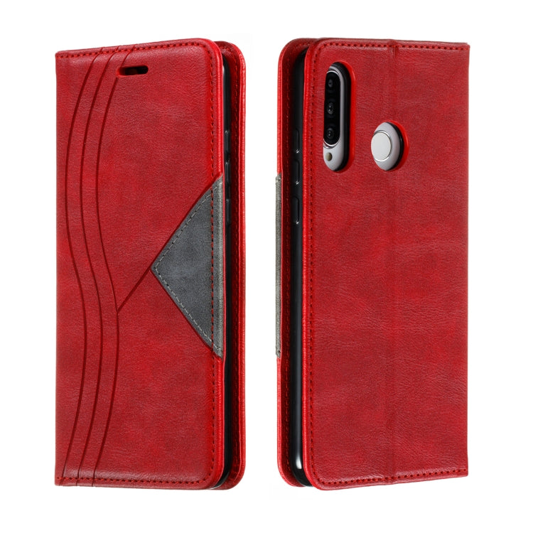For Huawei P30 Lite / Nova 4e Splicing Color Magnetic Hem Horizontal Flip Leather Case with Holder & Card Slots