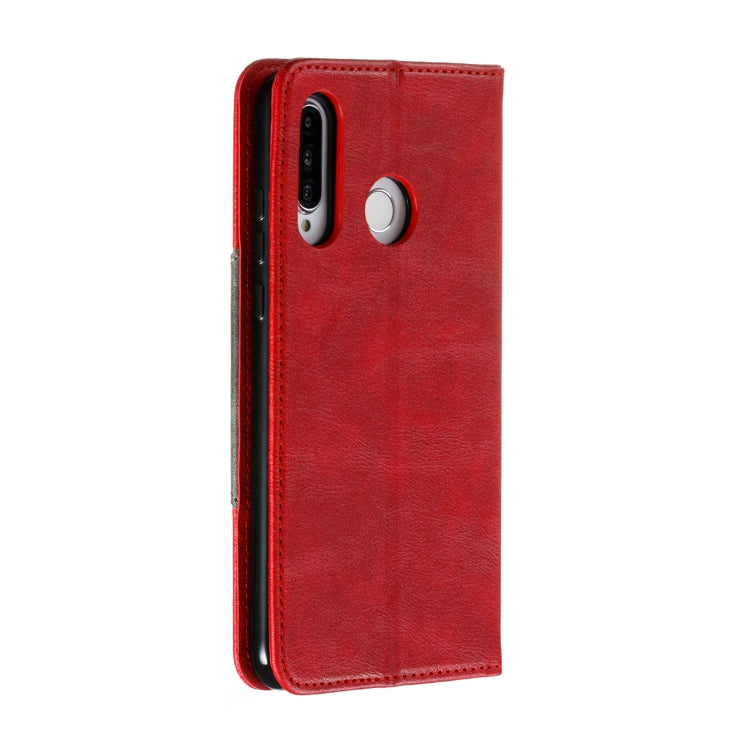 For Huawei P30 Lite / Nova 4e Splicing Color Magnetic Hem Horizontal Flip Leather Case with Holder & Card Slots