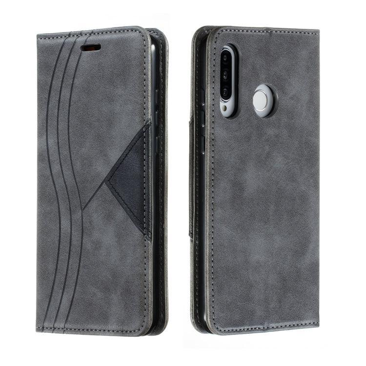 For Huawei P30 Lite / Nova 4e Splicing Color Magnetic Hem Horizontal Flip Leather Case with Holder & Card Slots