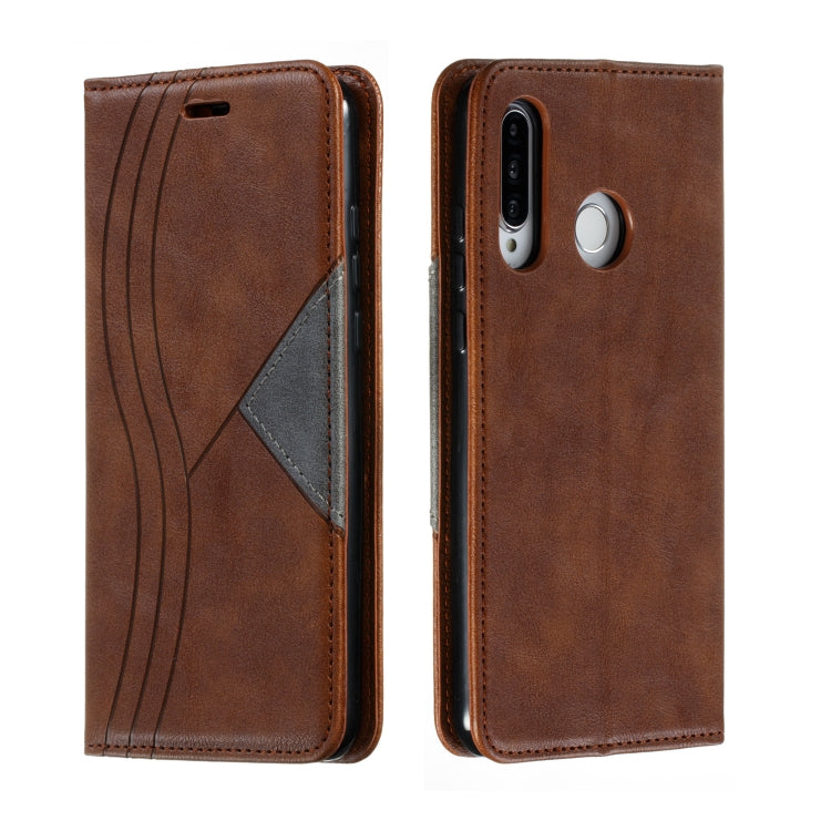 For Huawei P30 Lite / Nova 4e Splicing Color Magnetic Hem Horizontal Flip Leather Case with Holder & Card Slots