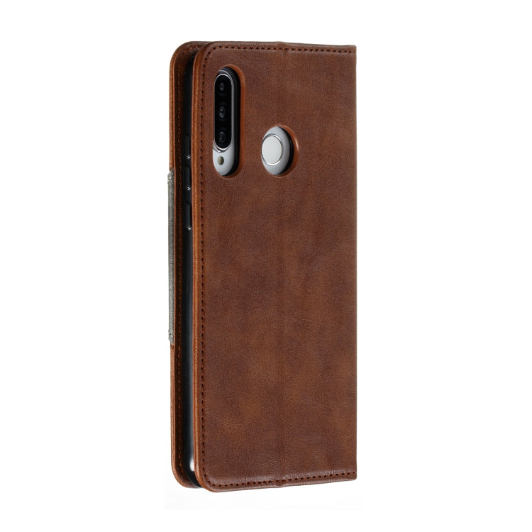 For Huawei P30 Lite / Nova 4e Splicing Color Magnetic Hem Horizontal Flip Leather Case with Holder & Card Slots