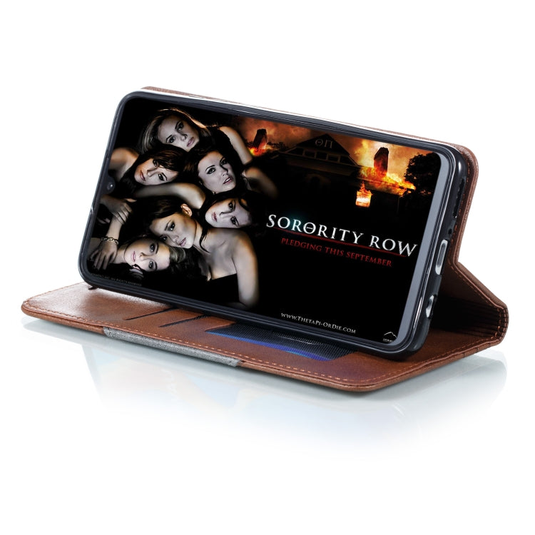 For Huawei P30 Lite / Nova 4e Splicing Color Magnetic Hem Horizontal Flip Leather Case with Holder & Card Slots