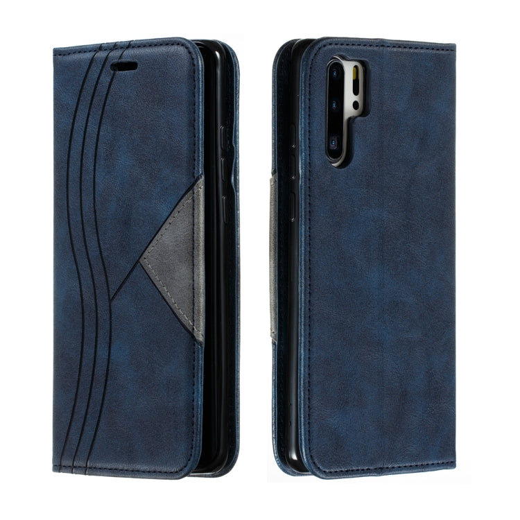 For Huawei P30 Pro Splicing Color Magnetic Hem Horizontal Flip Leather Case with Holder & Card Slots