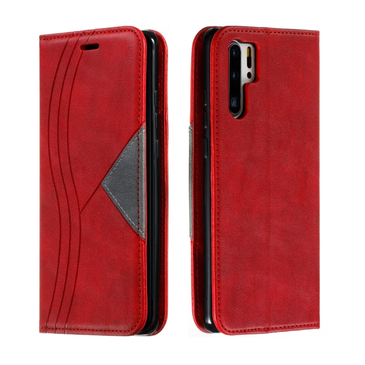 For Huawei P30 Pro Splicing Color Magnetic Hem Horizontal Flip Leather Case with Holder & Card Slots