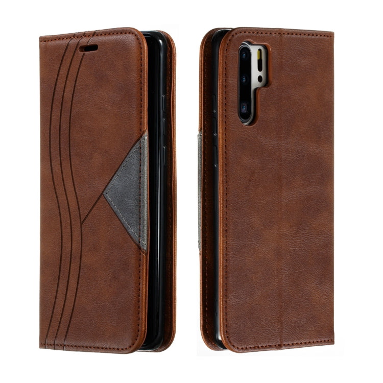 For Huawei P30 Pro Splicing Color Magnetic Hem Horizontal Flip Leather Case with Holder & Card Slots