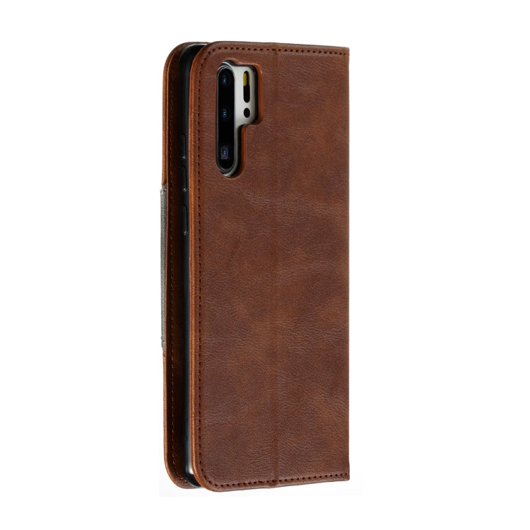 For Huawei P30 Pro Splicing Color Magnetic Hem Horizontal Flip Leather Case with Holder & Card Slots