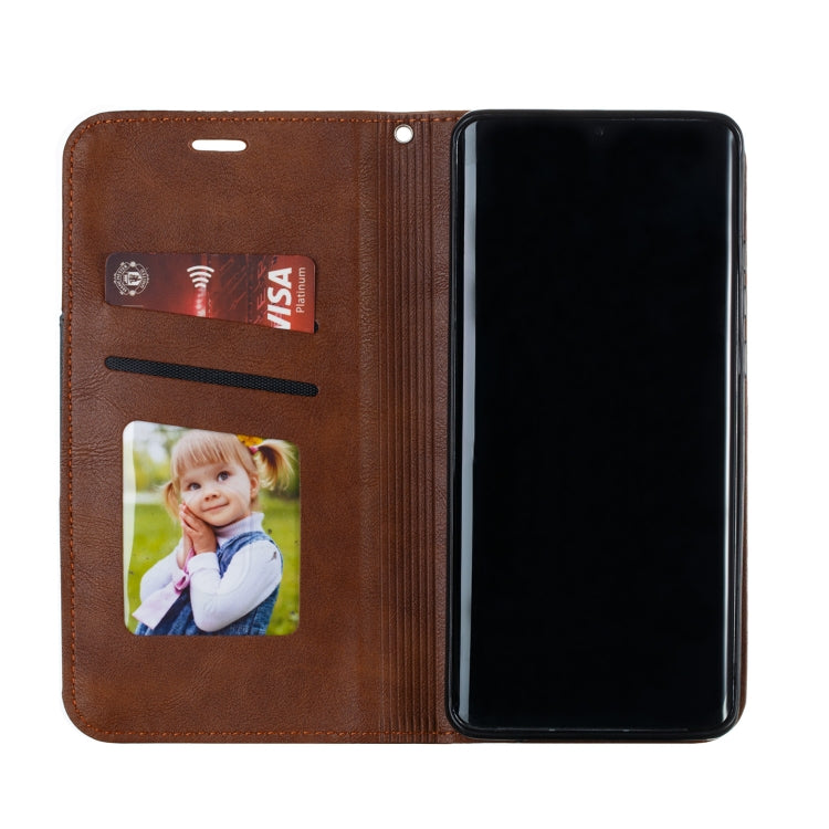 For Huawei P30 Pro Splicing Color Magnetic Hem Horizontal Flip Leather Case with Holder & Card Slots