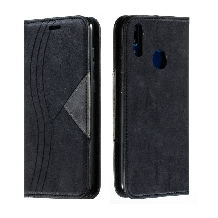For Huawei Y7 2019 / Enjoy 9 / Y7 Prime 2019 / Y7 Pro 2019 Splicing Color Magnetic Hem Horizontal Flip Leather Case with Holder & Card Slots