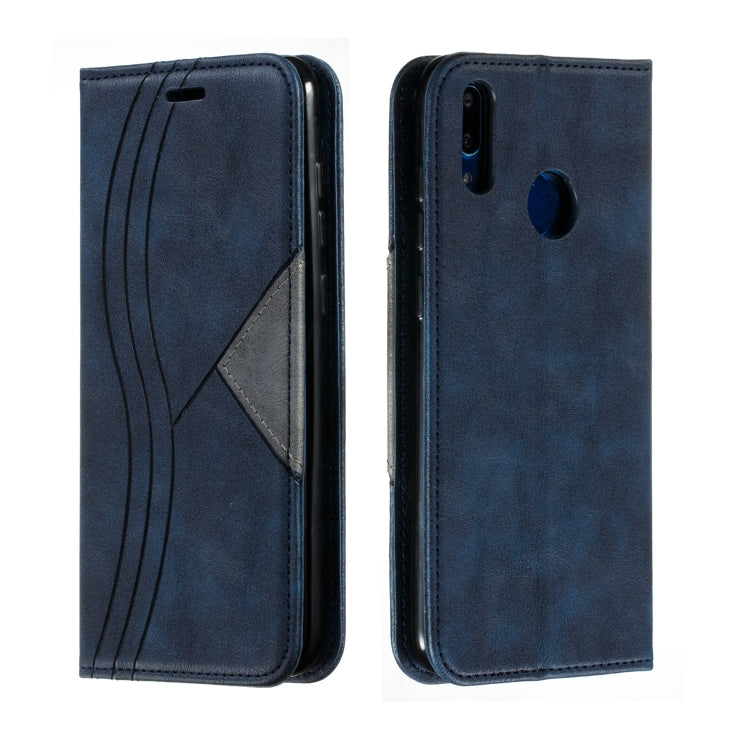 For Huawei Y7 2019 / Enjoy 9 / Y7 Prime 2019 / Y7 Pro 2019 Splicing Color Magnetic Hem Horizontal Flip Leather Case with Holder & Card Slots