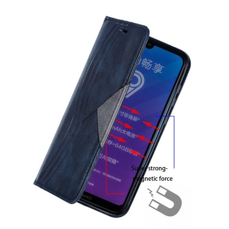 For Huawei Y7 2019 / Enjoy 9 / Y7 Prime 2019 / Y7 Pro 2019 Splicing Color Magnetic Hem Horizontal Flip Leather Case with Holder & Card Slots