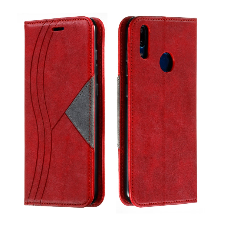 For Huawei Y7 2019 / Enjoy 9 / Y7 Prime 2019 / Y7 Pro 2019 Splicing Color Magnetic Hem Horizontal Flip Leather Case with Holder & Card Slots