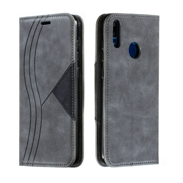 For Huawei Y7 2019 / Enjoy 9 / Y7 Prime 2019 / Y7 Pro 2019 Splicing Color Magnetic Hem Horizontal Flip Leather Case with Holder & Card Slots