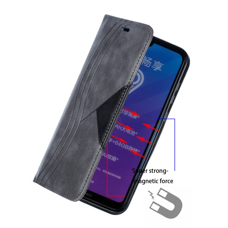 For Huawei Y7 2019 / Enjoy 9 / Y7 Prime 2019 / Y7 Pro 2019 Splicing Color Magnetic Hem Horizontal Flip Leather Case with Holder & Card Slots