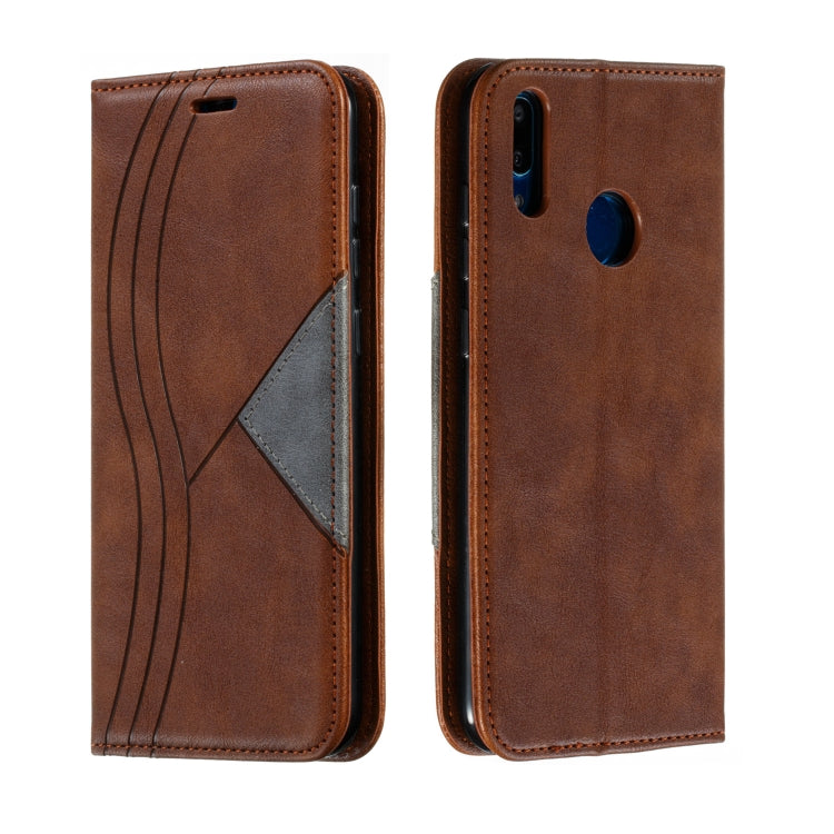 For Huawei Y7 2019 / Enjoy 9 / Y7 Prime 2019 / Y7 Pro 2019 Splicing Color Magnetic Hem Horizontal Flip Leather Case with Holder & Card Slots