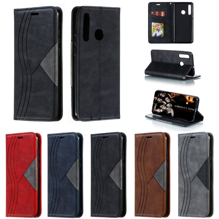 For Huawei Enjoy 9s / P Smart Plus 2019 / Honor 10i / 20i / 20 Lite Splicing Color Magnetic Hem Horizontal Flip Leather Case with Holder & Card Slots