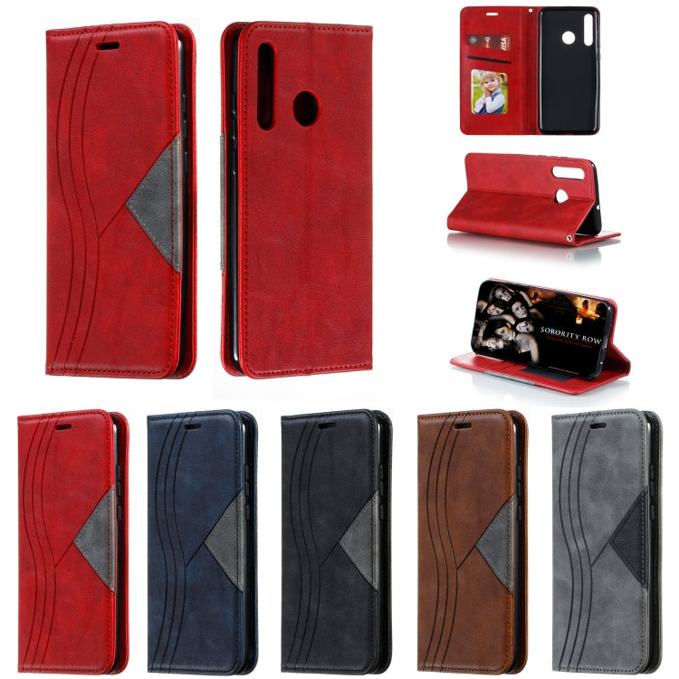 For Huawei Enjoy 9s / P Smart Plus 2019 / Honor 10i / 20i / 20 Lite Splicing Color Magnetic Hem Horizontal Flip Leather Case with Holder & Card Slots