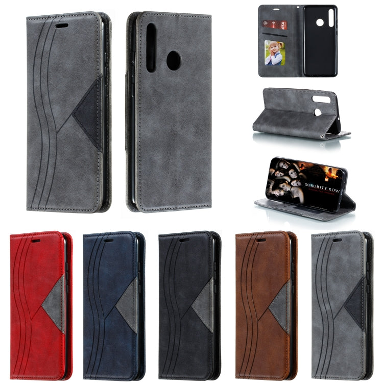 For Huawei Enjoy 9s / P Smart Plus 2019 / Honor 10i / 20i / 20 Lite Splicing Color Magnetic Hem Horizontal Flip Leather Case with Holder & Card Slots