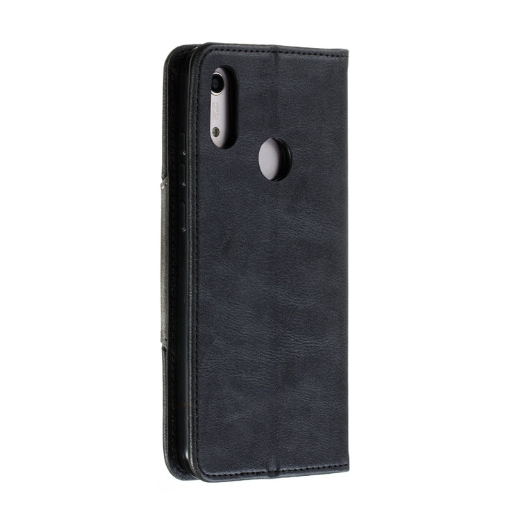 For Huawei Y6 (2019) / Enjoy 9e / Y6 Pro (2019) / Honor Play 8A Splicing Color Magnetic Hem Horizontal Flip Leather Case with Holder & Card Slots