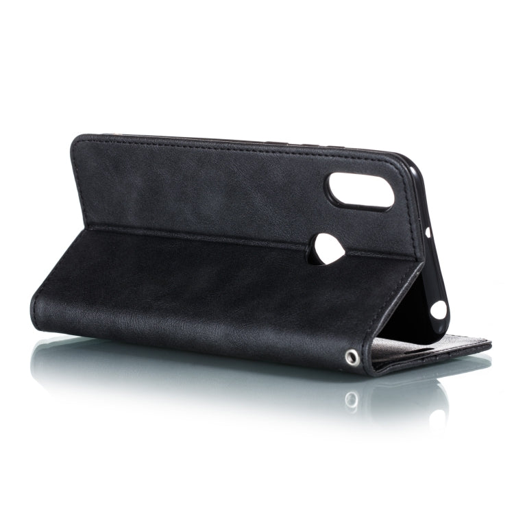 For Huawei Y6 (2019) / Enjoy 9e / Y6 Pro (2019) / Honor Play 8A Splicing Color Magnetic Hem Horizontal Flip Leather Case with Holder & Card Slots