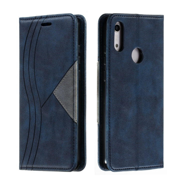For Huawei Y6 (2019) / Enjoy 9e / Y6 Pro (2019) / Honor Play 8A Splicing Color Magnetic Hem Horizontal Flip Leather Case with Holder & Card Slots