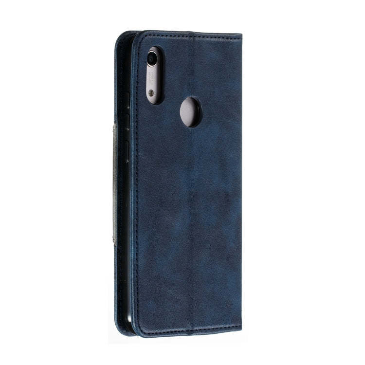 For Huawei Y6 (2019) / Enjoy 9e / Y6 Pro (2019) / Honor Play 8A Splicing Color Magnetic Hem Horizontal Flip Leather Case with Holder & Card Slots