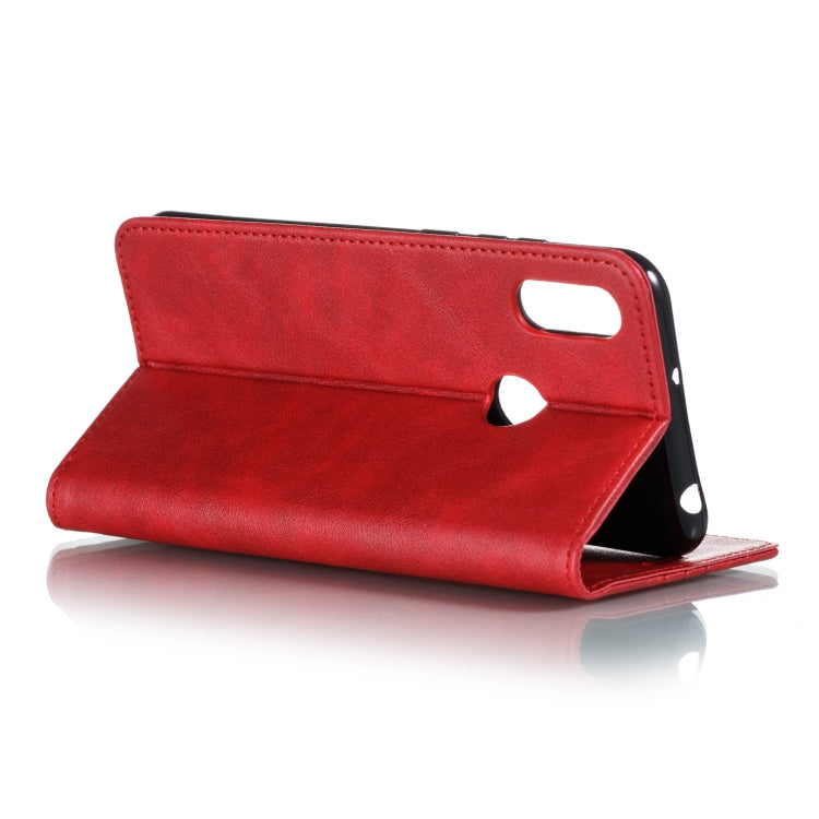 For Huawei Y6 (2019) / Enjoy 9e / Y6 Pro (2019) / Honor Play 8A Splicing Color Magnetic Hem Horizontal Flip Leather Case with Holder & Card Slots