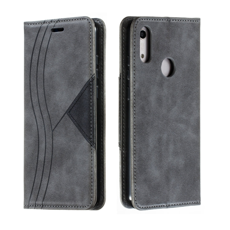 For Huawei Y6 (2019) / Enjoy 9e / Y6 Pro (2019) / Honor Play 8A Splicing Color Magnetic Hem Horizontal Flip Leather Case with Holder & Card Slots