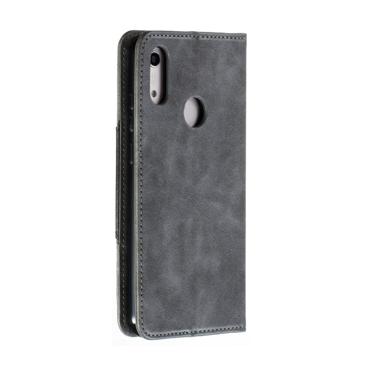For Huawei Y6 (2019) / Enjoy 9e / Y6 Pro (2019) / Honor Play 8A Splicing Color Magnetic Hem Horizontal Flip Leather Case with Holder & Card Slots