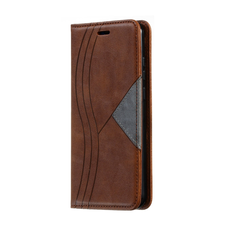For Huawei Y6 (2019) / Enjoy 9e / Y6 Pro (2019) / Honor Play 8A Splicing Color Magnetic Hem Horizontal Flip Leather Case with Holder & Card Slots