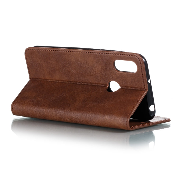 For Huawei Y6 (2019) / Enjoy 9e / Y6 Pro (2019) / Honor Play 8A Splicing Color Magnetic Hem Horizontal Flip Leather Case with Holder & Card Slots