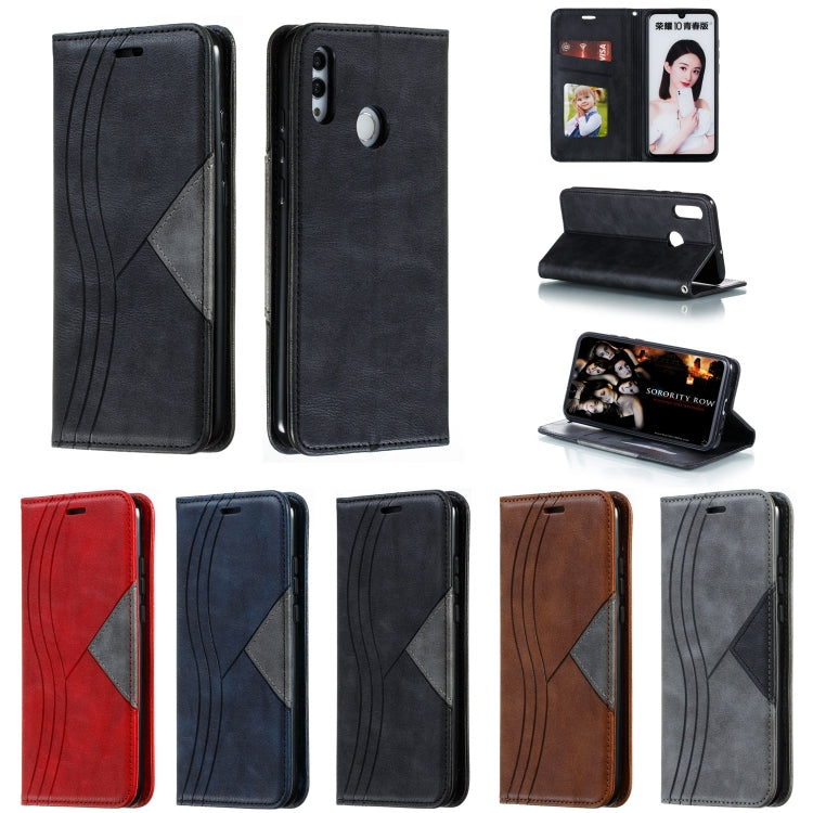 For Huawei Honor 10 Lite / P Smart 2019 / Nova 3 Lite Splicing Color Magnetic Hem Horizontal Flip Leather Case with Holder & Card Slots