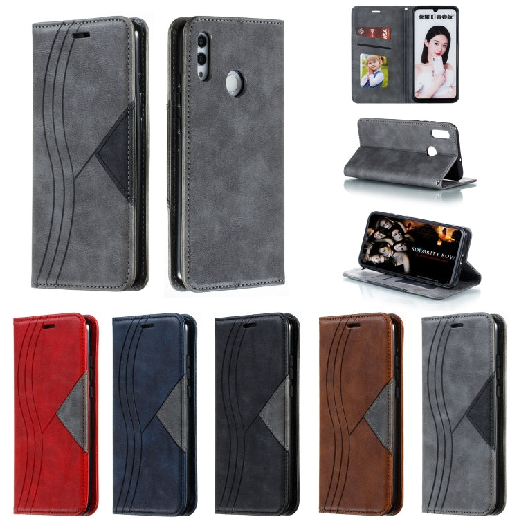 For Huawei Honor 10 Lite / P Smart 2019 / Nova 3 Lite Splicing Color Magnetic Hem Horizontal Flip Leather Case with Holder & Card Slots