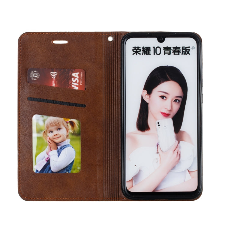 For Huawei Honor 10 Lite / P Smart 2019 / Nova 3 Lite Splicing Color Magnetic Hem Horizontal Flip Leather Case with Holder & Card Slots