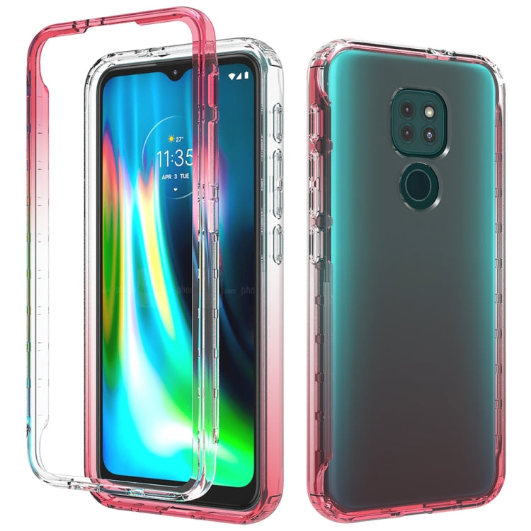 For Motorola Moto G9 Play Shockproof High Transparency Two-color Gradual Change PC+TPU Candy Colors Phone Protective Case
