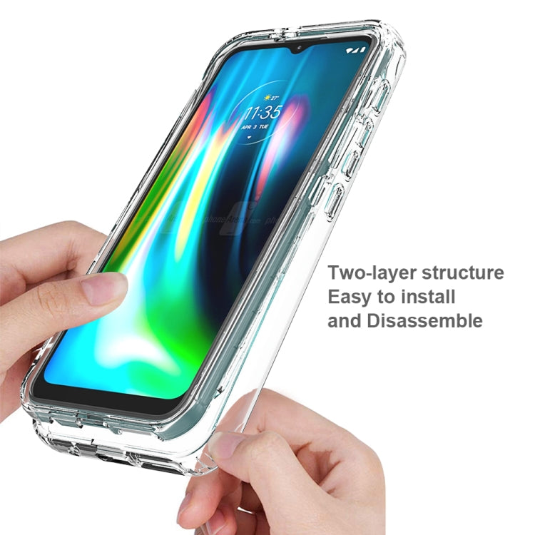 For Motorola Moto G9 Play Shockproof High Transparency Two-color Gradual Change PC+TPU Candy Colors Phone Protective Case