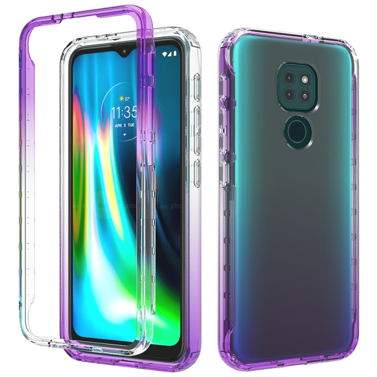 For Motorola Moto G9 Play Shockproof High Transparency Two-color Gradual Change PC+TPU Candy Colors Phone Protective Case