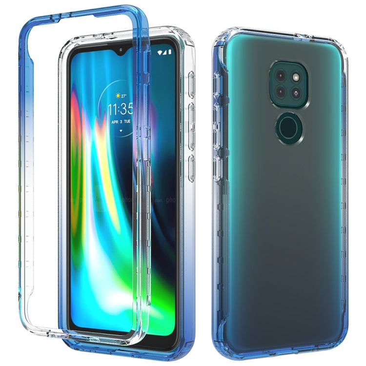 For Motorola Moto G9 Play Shockproof High Transparency Two-color Gradual Change PC+TPU Candy Colors Phone Protective Case