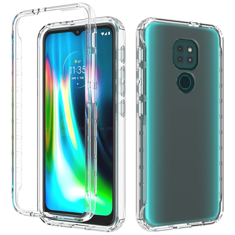 For Motorola Moto G9 Play Shockproof High Transparency Two-color Gradual Change PC+TPU Candy Colors Phone Protective Case